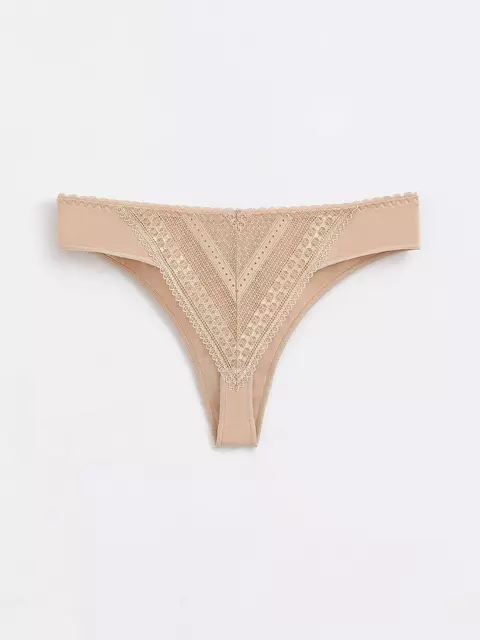 Трусы женские «бразилиана» из хлопка и кружева romantic story lbr 1264 skin, 20С-1208ТСП, 90/XS, CONTE ELEGANT,  - 2