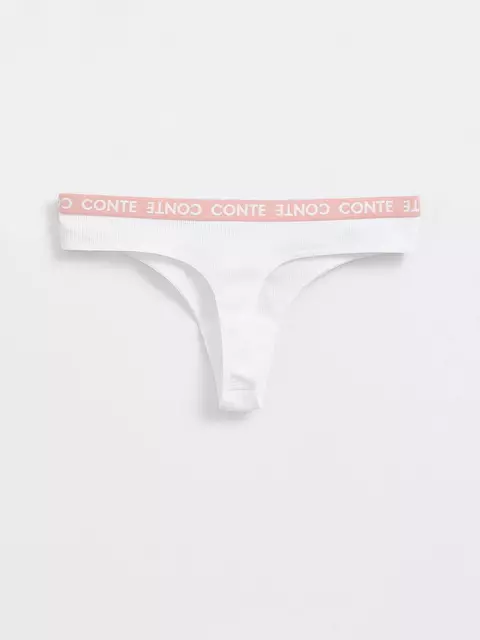 Трусы женские «стринг» из хлопка в рубчик active base lst 1259 off-white, , 102/L, CONTE ELEGANT, - 3
