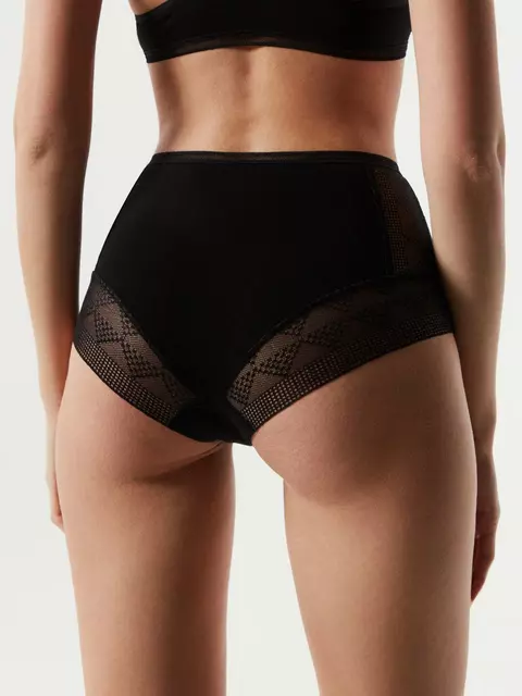 Трусы женские «бикини» из хлопка с итальянским кружевом demure lb 1277 black, 20С-1252ТСП, 90/XS, CONTE ELEGANT,  - 3