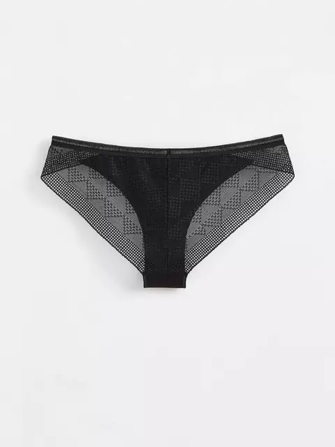 Трусы женские «бразилиана» из хлопка с итальянским кружевом demure lbr 1281 black, 20С-1256ТСП, 90/XS, CONTE ELEGANT,  - 2
