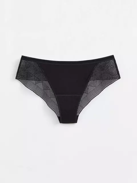 Трусы женские «бикини» из хлопка с итальянским кружевом demure lb 1278 black, 20С-1253ТСП, 90/XS, CONTE ELEGANT,  - 3