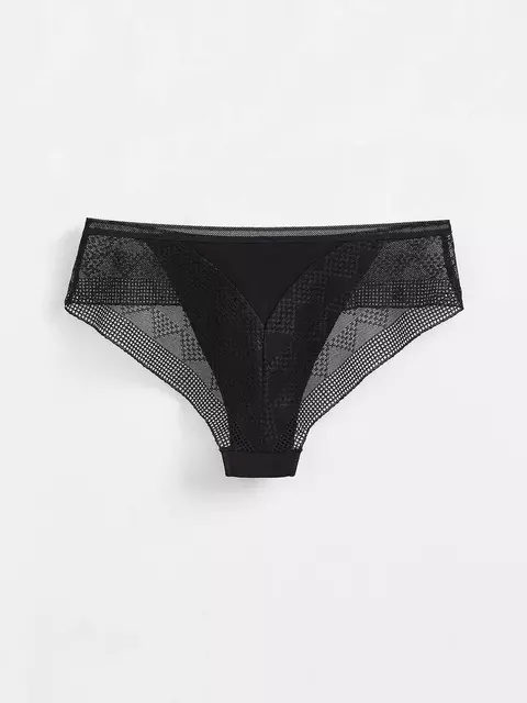 Трусы женские «бикини» из хлопка с итальянским кружевом demure lb 1278 black, 20С-1253ТСП, 90/XS, CONTE ELEGANT,  - 4
