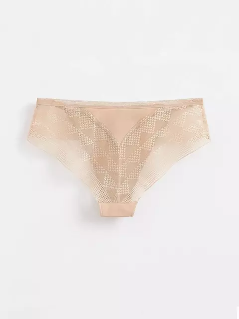 Трусы женские «бикини» из хлопка с итальянским кружевом demure lb 1278 skin, 20С-1253ТСП, 90/XS, CONTE ELEGANT,  - 2