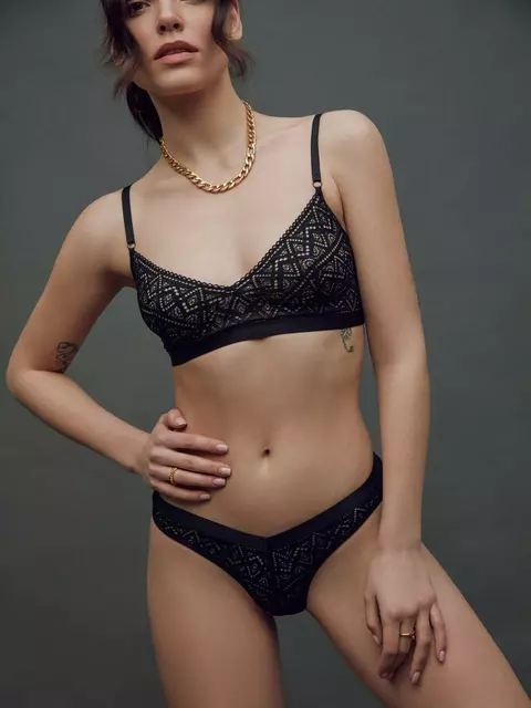 Кружевные женские трусы «бразилиана» с вырезом сзади fairytale lbr 1555 black, 21С-1549ТСП, 90/XS, CONTE ELEGANT,  - 2