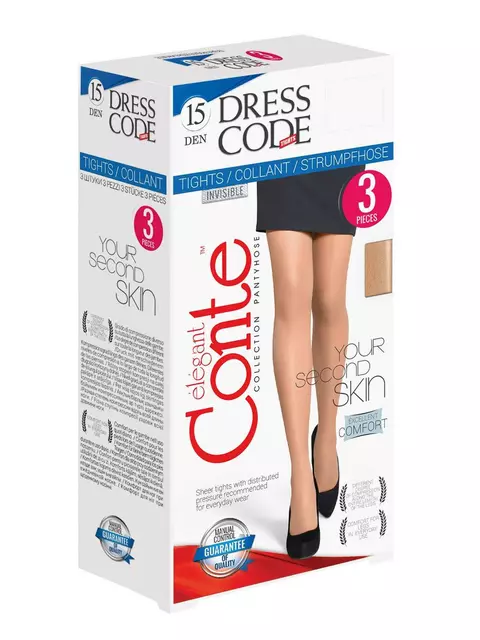 Колготки женские conte dress code 15 den (3 штуки), , 3, CONTE ELEGANT, - 1