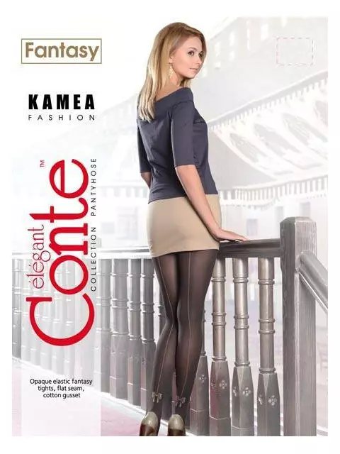 Колготки фантазийные с бантиком conte kamea grafit, , 3, CONTE ELEGANT, - 1