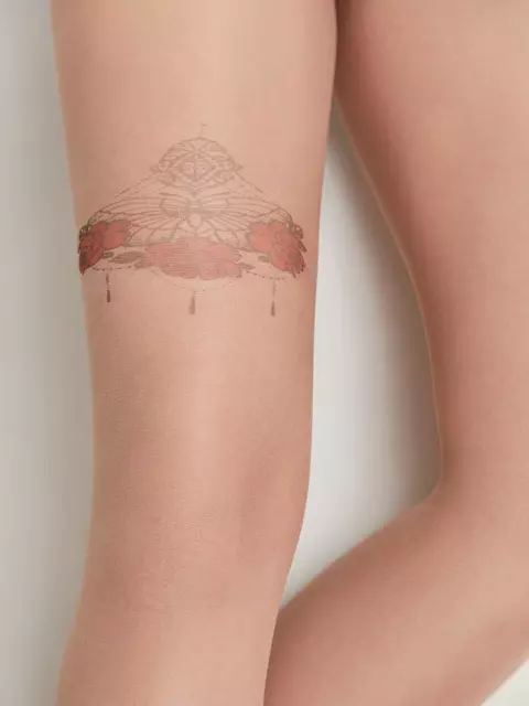 Фантазийные колготки tattoo с рисунком butterfly 001 natural, 20С-17СП, 4, CONTE ELEGANT,  - 3