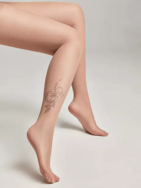 Женские фантазийные колготки tattoo с рисунком garden 005 natural, 20С-17СП, 4, CONTE ELEGANT,  - 1
