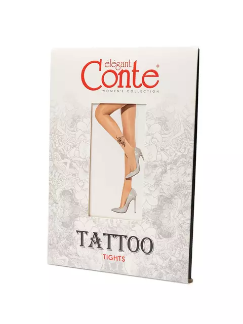 Фантазийные колготки tattoo с рисунком garden 005 bronz, , 3, CONTE ELEGANT, - 1
