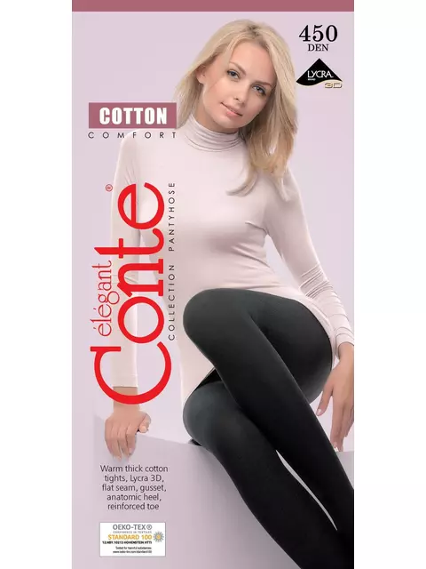 Колготки женские conte cotton 450 den, 7С-75СП, 2, CONTE ELEGANT,  - 1