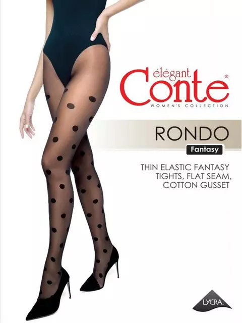 Фантазийные колготки в крупный горох rondo grafit, , 2, CONTE ELEGANT, - 1