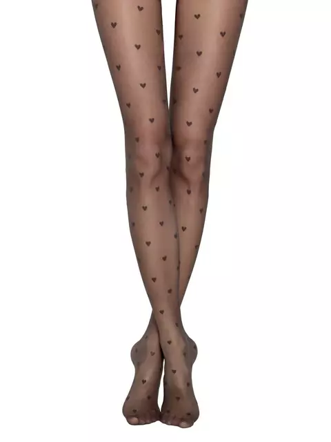 Фантазийные колготки с рисунком "сердечки" bonheur grafit, 19С-109СП, 4, CONTE ELEGANT,  - 6