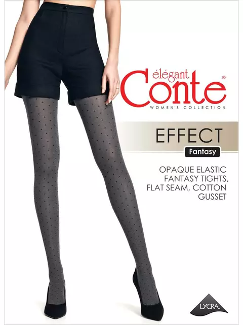 Меланжевые колготки с рисунком «ромбы» effect grafit, , 3, CONTE ELEGANT, - 1