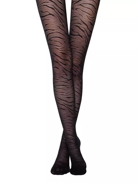 Колготки женские с анималистичным ажурным переплетением sahara nero, 21С-98СП, 5, CONTE ELEGANT,  - 2