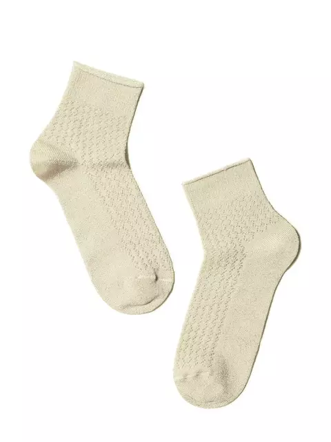 Ажурные женские носки ajour из вискозы с люрексом 180 кремовый, 19С-186СП, 38-39 (25), CONTE ELEGANT,  - 2