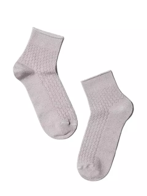 Ажурные женские носки ajour из вискозы с люрексом 180 пепельно-розовый, 19С-186СП, 38-39 (25), CONTE ELEGANT,  - 2