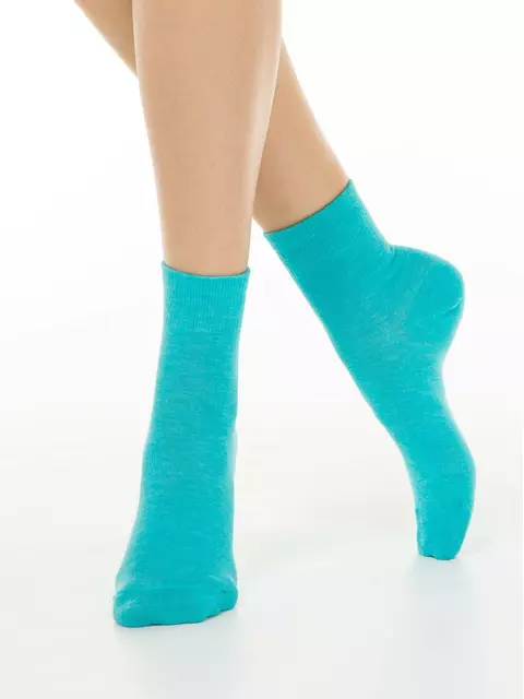 Женские однотонные носки из пряжи с вискозой и кашемиром comfort 000 бирюза, 20С-67СП, 38-39 (25), CONTE ELEGANT,  - 1