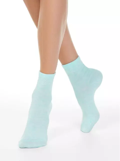 Женские однотонные носки из пряжи с вискозой и кашемиром comfort 000 бледно-бирюзовый, 20С-67СП, 36-37 (23), CONTE ELEGANT,  - 1