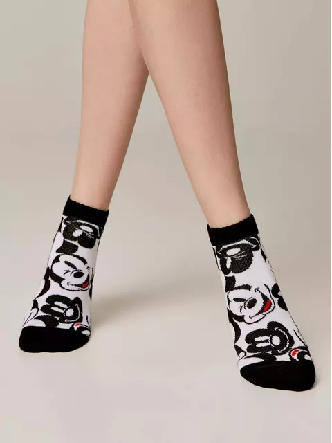 Короткие женские носки с рисунками минни маус ©disney 360 черно-белый, , 36-39 (23-25), , - 1
