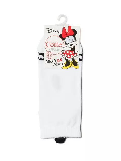 Женские короткие хлопковые носки с рисунками ©disney и пикотом-«язычком» 209 белый, , 38-39 (25), CONTE ELEGANT, - 2