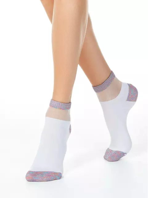 Короткие женские носки active с люрексом conte 207 белый, 20С-5СП, 38-39 (25), CONTE ELEGANT,  - 1
