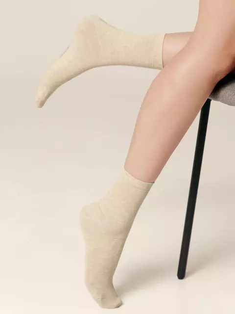 Классические женские носки из органического хлопка biofil® 000 бежевый, 21С-107СП, 38-39 (25), CONTE ELEGANT,  - 3