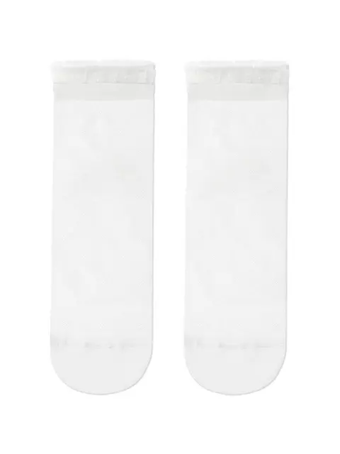 Носки женские classic из вискозы с глянцевым рисунком и декоративной прозрачной сеткой  491 белый, 19С-189СП, 36-37 (23), CONTE ELEGANT,  - 2