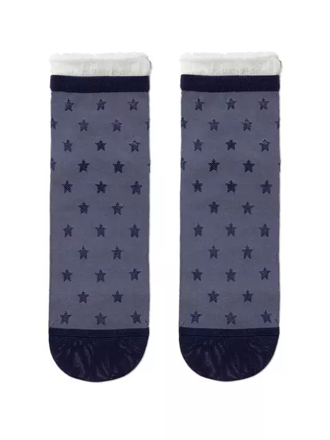 Носки женские classic из вискозы с глянцевым рисунком и декоративной прозрачной сеткой  491 джинс, 19С-189СП, 36-37 (23), CONTE ELEGANT,  - 2