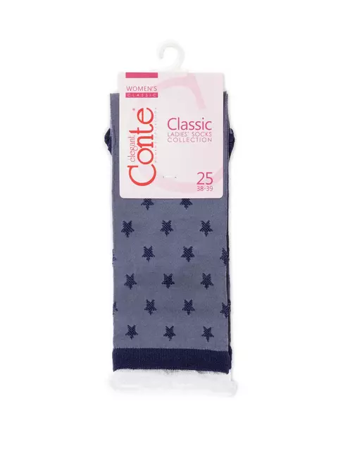 Носки женские classic из вискозы с глянцевым рисунком и декоративной прозрачной сеткой  491 джинс, 19С-189СП, 36-37 (23), CONTE ELEGANT,  - 3