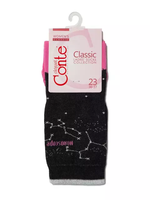 Носки женские conte classic (стразы, люрекс) 122 черный-розовый, 17С-46СП, 38-39 (25), CONTE ELEGANT,  - 3