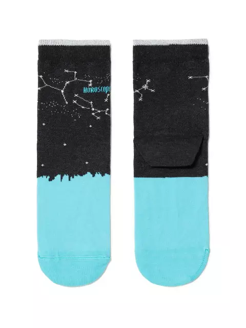 Носки женские conte classic (стразы, люрекс) 122 черный-бирюза, 17С-46СП, 36-37 (23), CONTE ELEGANT,  - 2