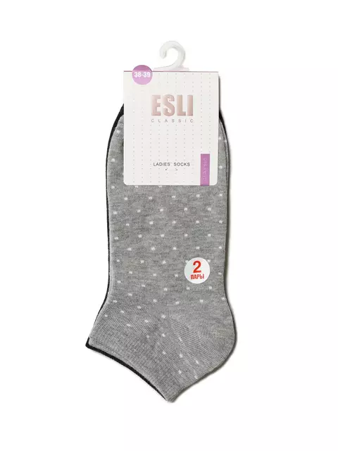 Носки женские esli classic (короткие, 2 пары) 802 черный-серый, 14С-116СПЕ, 36-39 (23-25), ESLI,  - 5