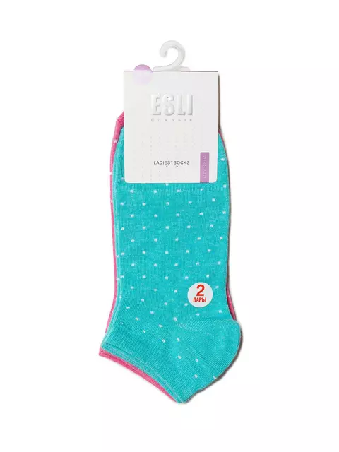 Носки женские esli classic (короткие, 2 пары) 802 розовый-бирюза, 14С-116СПЕ, 38-39 (25), ESLI,  - 5