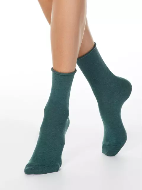 Меланжевые женские носки conte comfort 000 (без резинки) темно-бирюзовый, 19С-101СП, 38-39 (25), CONTE ELEGANT,  - 1