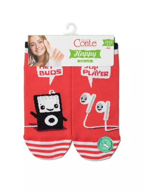 Короткие хлопковые женские носки conte happy 167 красный, 19С-114СП, 36-39 (23-25), CONTE ELEGANT,  - 3