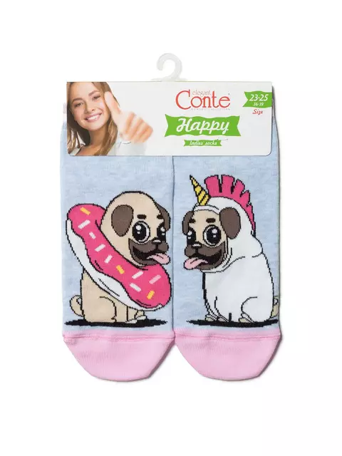 Короткие хлопковые женские носки conte happy 164 светло-голубой, 19С-114СП, 36-39 (23-25), CONTE ELEGANT,  - 3