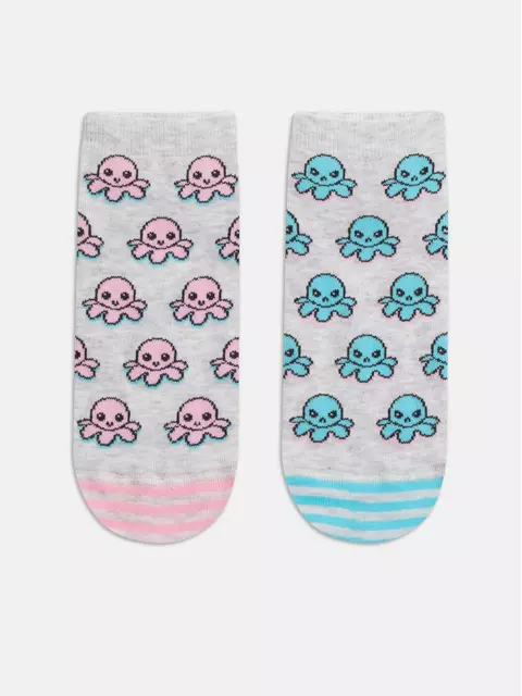 Короткие хлопковые женские носки happy 352 св.серый, 19С-114СП, 36-39 (23-25), CONTE ELEGANT,  - 6