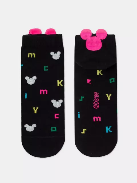 Короткие женские хлопковые носки с рисунками ©disney и пикотом-«язычком» 361 черный, , 36-39 (23-25), , - 5