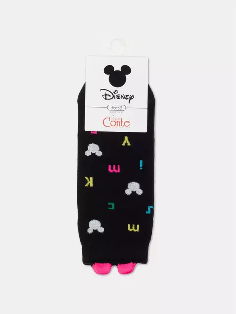 Короткие женские хлопковые носки с рисунками ©disney и пикотом-«язычком» 361 черный, , 36-39 (23-25), , - 6