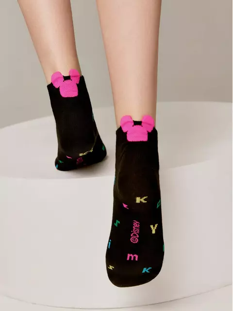 Короткие женские хлопковые носки с рисунками ©disney и пикотом-«язычком» 361 черный, , 36-39 (23-25), , - 1