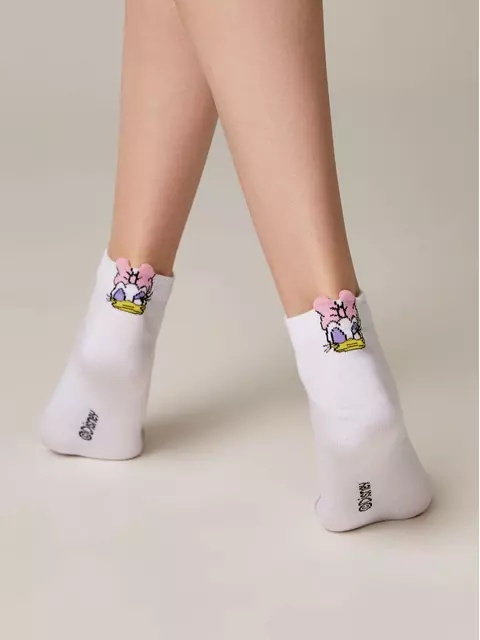 Короткие женские хлопковые носки с рисунками ©disney и пикотом-«язычком» 362 белый, , 36-39 (23-25), , - 1
