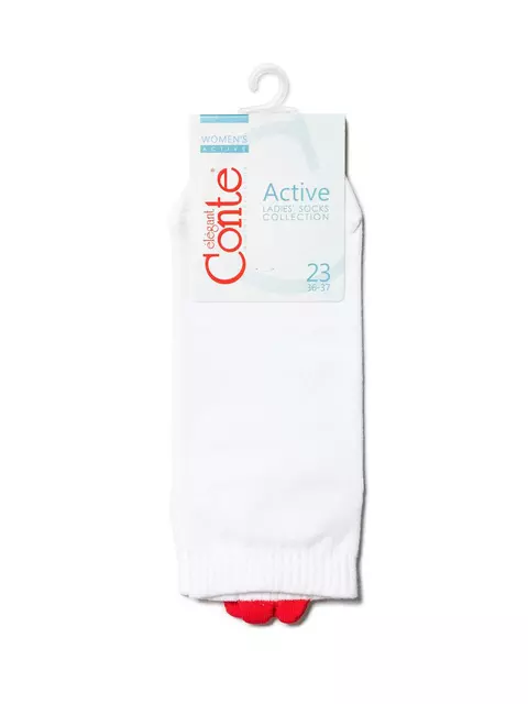 Короткие женские хлопковые носки с пикотом-«сердечком»  221 белый, 20С-18СП, 36-38 (23-25), CONTE ELEGANT,  - 4