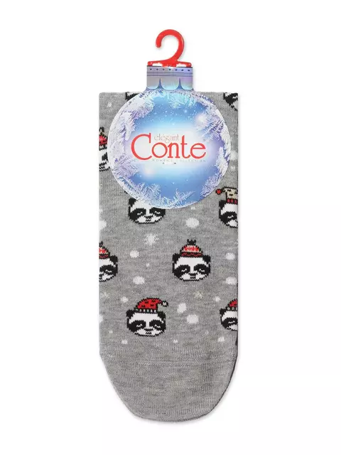 Новогодние женские носки с люрексом «xmas panda» 518 серый, 20С-34СП, 36-39 (23-25), CONTE ELEGANT,  - 3