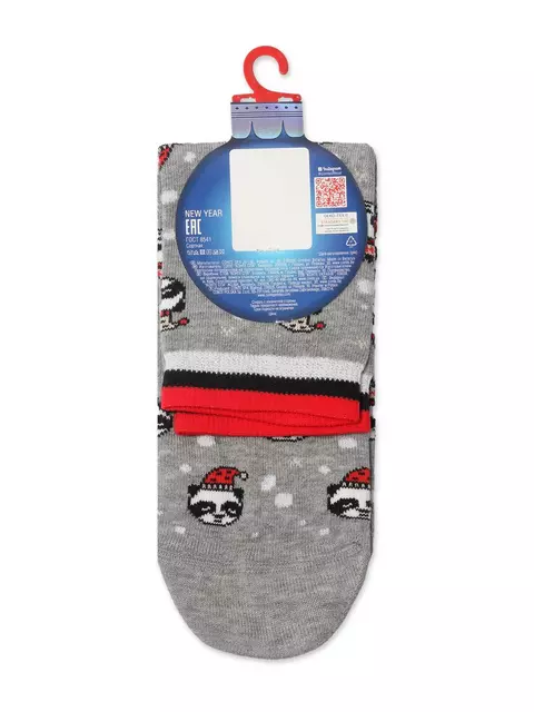 Новогодние женские носки с люрексом «xmas panda» 518 серый, 20С-34СП, 36-39 (23-25), CONTE ELEGANT,  - 4