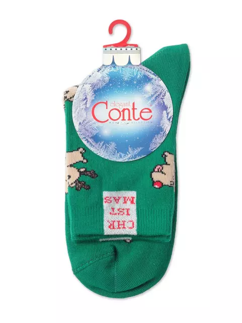 Новогодние женские носки conte new year 649 зеленый, 21С-73СП, 36-39 (23-25), CONTE ELEGANT,  - 4