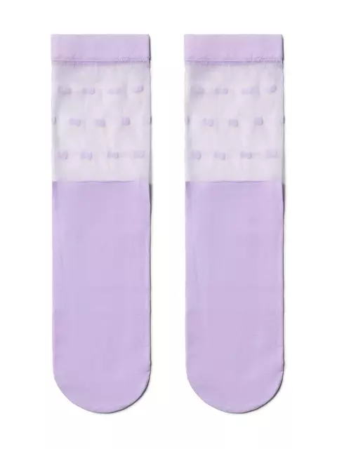 Удлиненные женские носки с прозрачным верхом в горошек fantasy violet, 19С-29СП, 36-39 (23-25), CONTE ELEGANT,  - 2