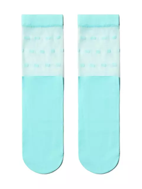 Удлиненные женские носки с прозрачным верхом в горошек fantasy turquoise, 19С-29СП, 36-39 (23-25), CONTE ELEGANT,  - 2