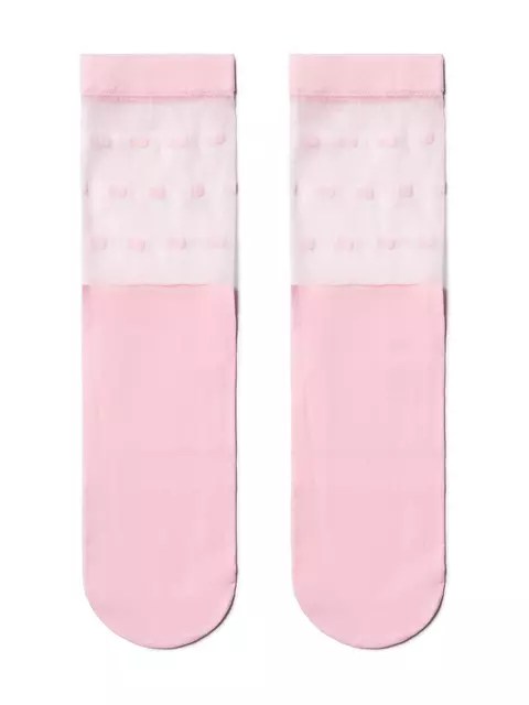Удлиненные женские носки с прозрачным верхом в горошек fantasy light pink, 19С-29СП, 36-39 (23-25), CONTE ELEGANT,  - 2