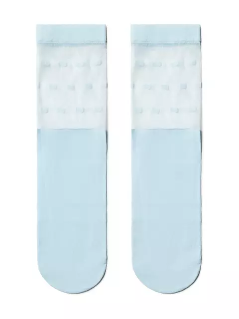 Удлиненные женские носки с прозрачным верхом в горошек fantasy light blue, 19С-29СП, 36-39 (23-25), CONTE ELEGANT,  - 2