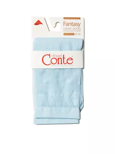 Удлиненные женские носки с прозрачным верхом в горошек fantasy light blue, 19С-29СП, 36-39 (23-25), CONTE ELEGANT,  - 3